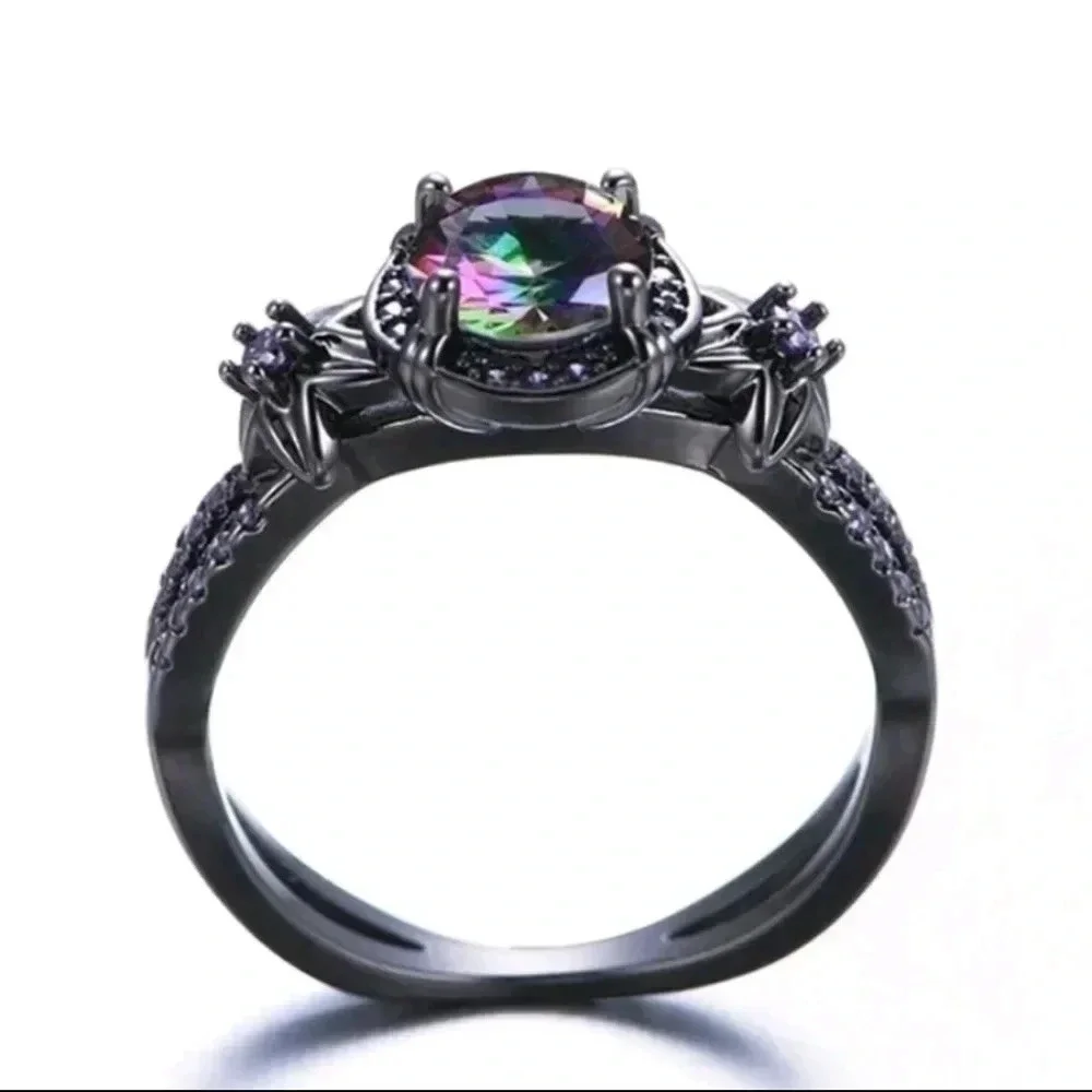 Women's black and purple moon stone faux jewel jewelry detailed Gothic Style